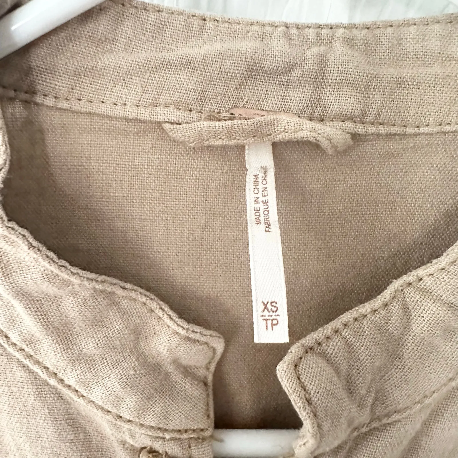 Free People Emilia Tan Military Eyelet Lace Trim Boho Femme Jacket Tie Belt XS - Image 6