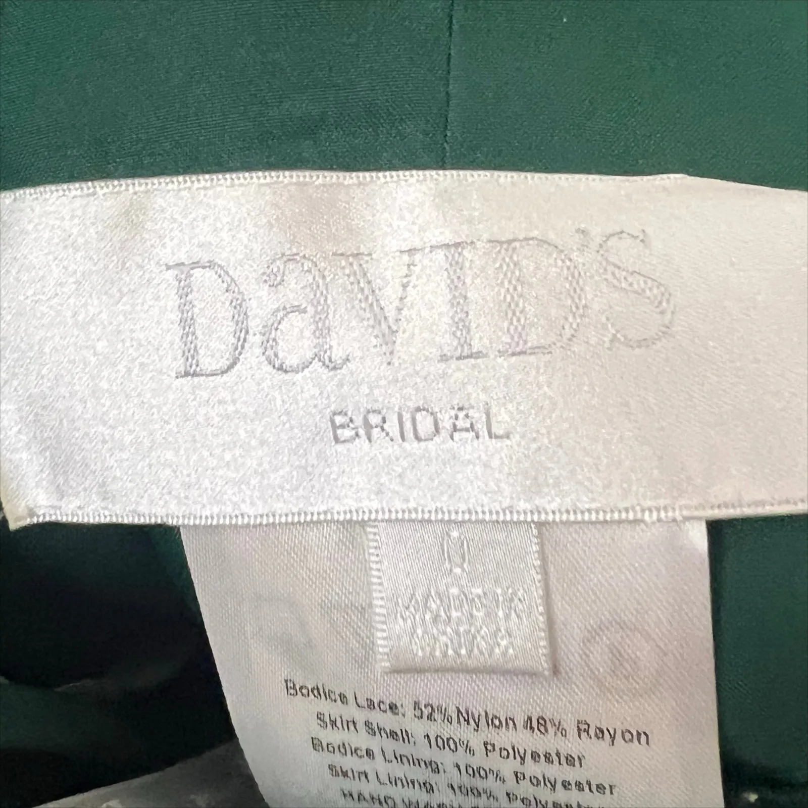 NWT David's Bridal F19328 Bridesmaid Dress in Juniper Green Size 0 - Image 6