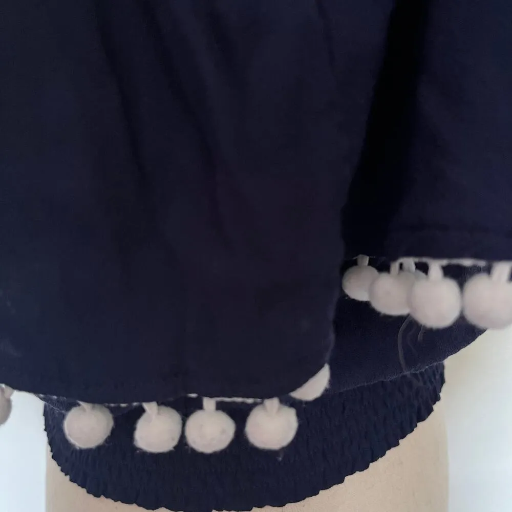 Papaya Crop Womens Top Sz L  Pom Pom Babydoll Y2K Coquette Festival Beachy Boho - Image 5