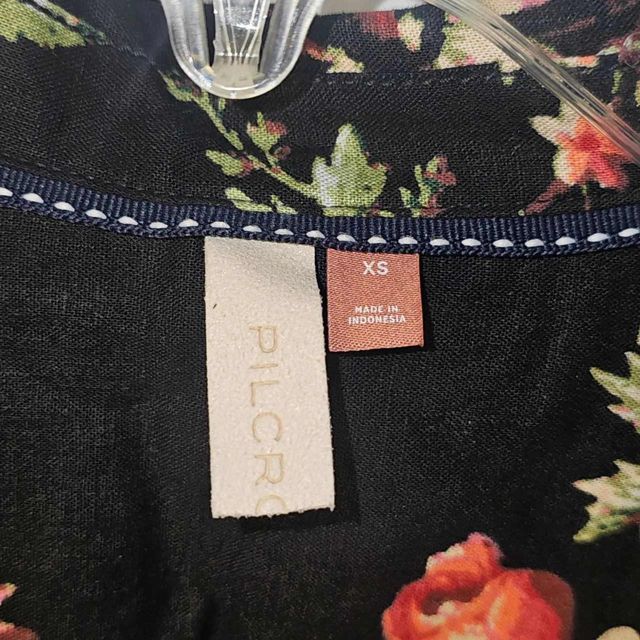 Pilcro Anthropologie Womens Black Floral Tie Waist Crop‎ Shirt Blouse XS - Image 3