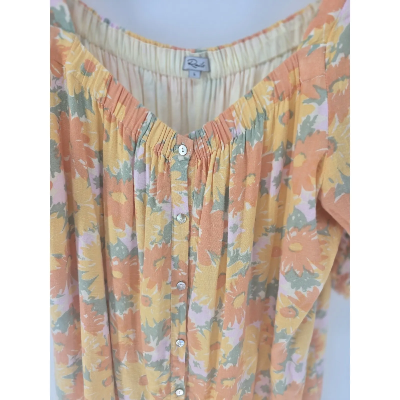 Rails Dress Daisy‎ Meadow Yellow Orange Size Large Linen Rayon Blend - Image 2