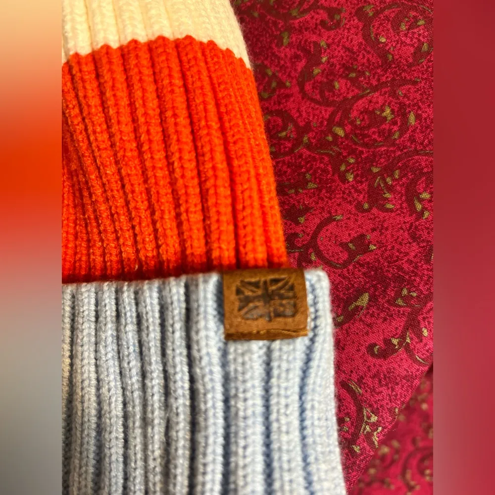 Beanie w pompom by Britts Kids, multi color, red, blue, cream, nwot Red - Image 2