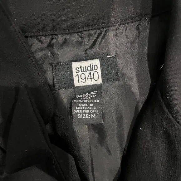 Studio 1940  Womens Medium Black Blazer Button Closure, Collared, Long Sleeves - Image 2