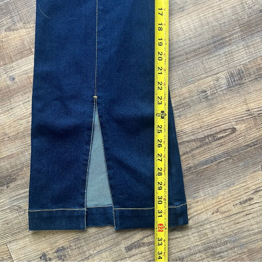 Masseys Womens Paneled Split Hem Flare High Waisted Denim Jeans Western Size 6 Blue - Image 5
