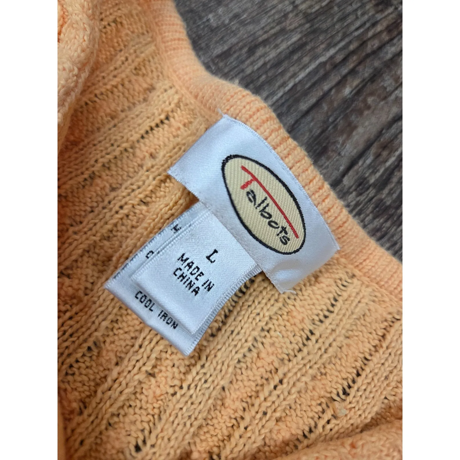 Talbots Orange Sherbet V Neck Cable Knit Pullover Sweater Tank Set Large - Image 4