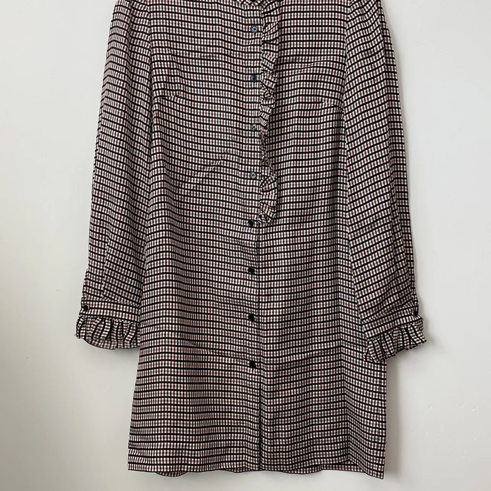 Sandro Checkered Printed Academia Style Ruffle Mini Dress Size: 36 - Image 3