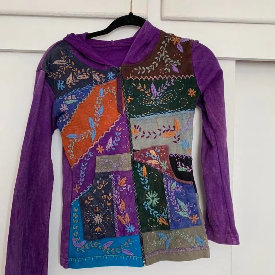 Vintage patchwork hoodie jacket.‎ Purple - Image 2