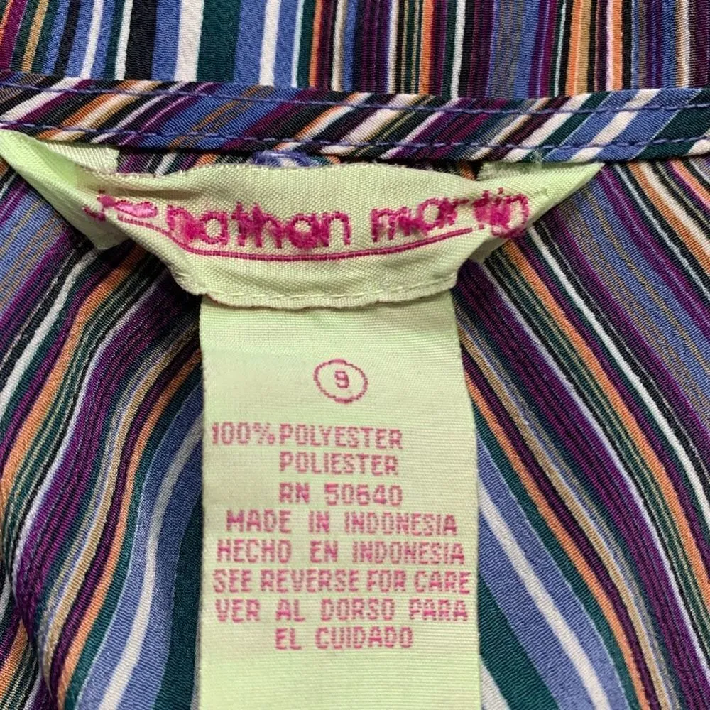 Y2K Jonathan Martin Dress Multicolor Stripe Sleveless Retro 70s Sleeveless Midi - Image 10