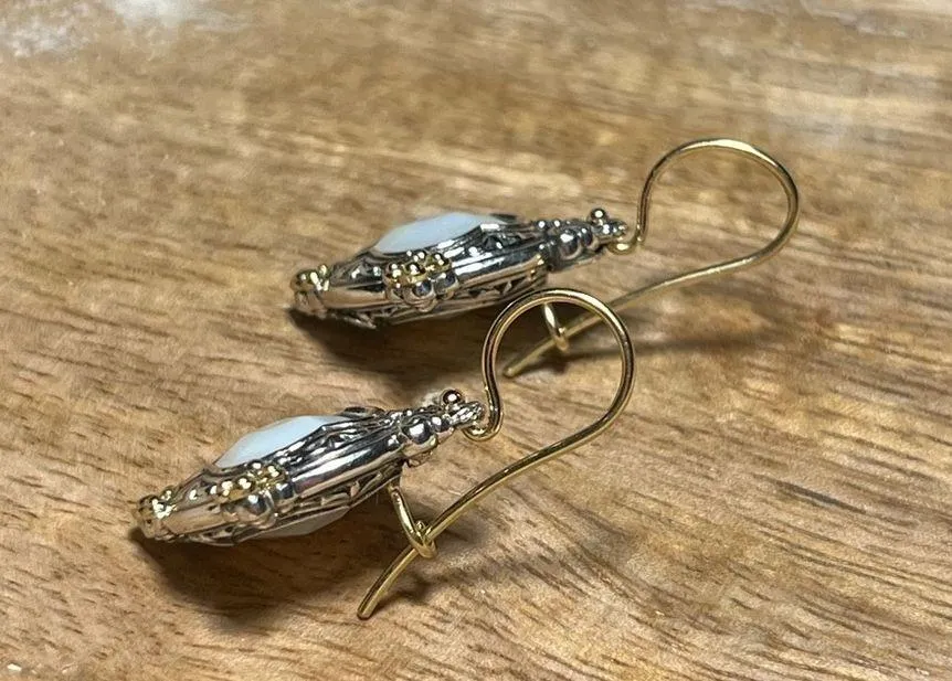 Konstantino Sterling Silver & 18K Yellow Gold Mother of Pearl Drop Earrings - Image 8