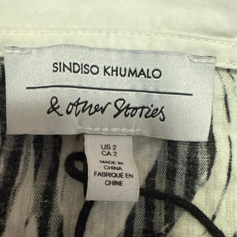 & Other Stories x Sindiso Khumalo Black White Geometric Peter Pan Blouse Top 2 - Image 4