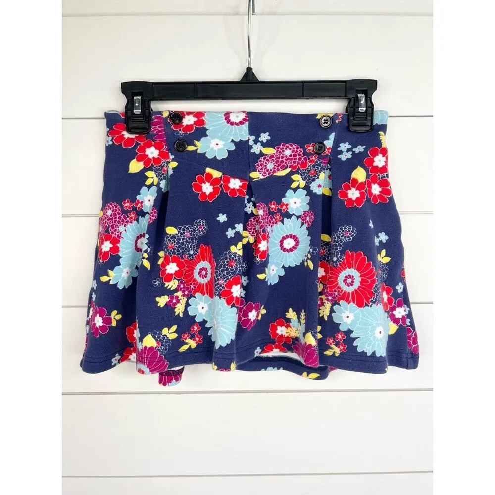 Modcloth  Navy Floral Button Pleated Mini Skort Pullon Womens Size Small - Image 5