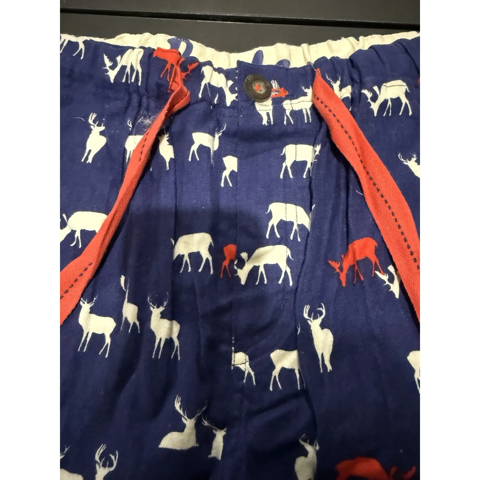 Boden Flannel Navy Elk Print Pajama Bottoms Men's Size L Long Blue Size L - Image 9