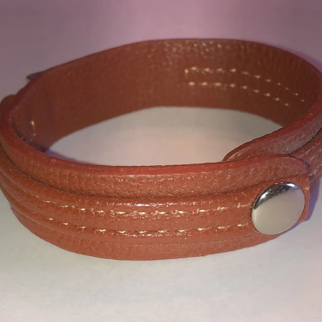 Brown Leather Wrap Bracelet with Clemson Plate - Image 4