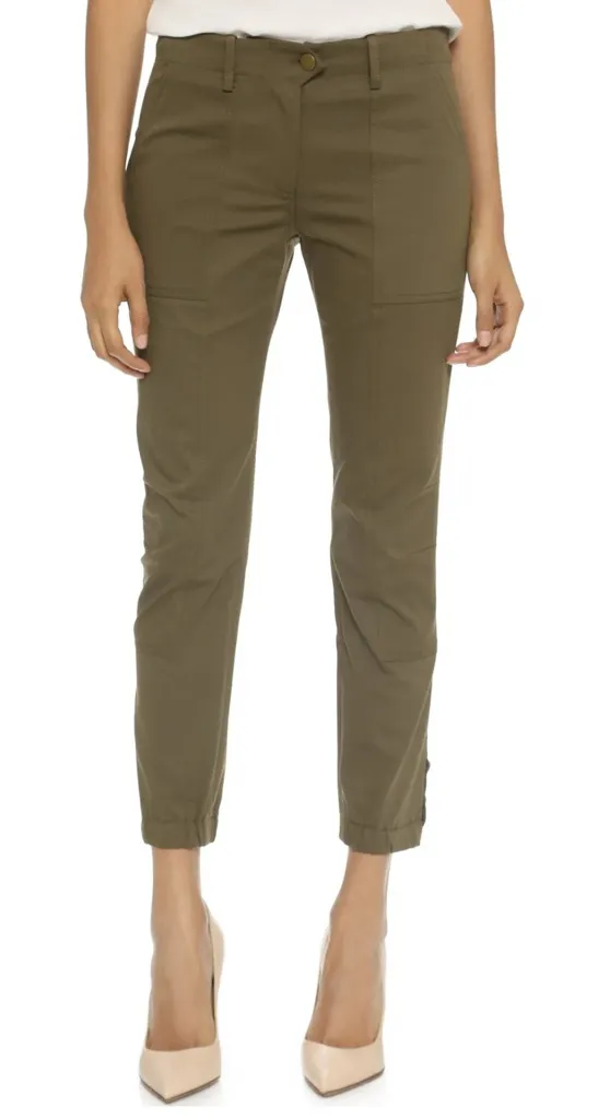 NEW VERONICA BEARD Field Cargo Trousers Green Stretch Cropped Jogger sz 2 - Image 1
