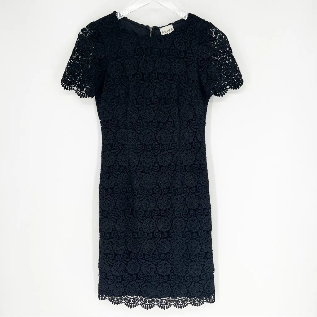 Reiss‎ Swift Guipure Lace Mini Dress 0 Black - Image 3