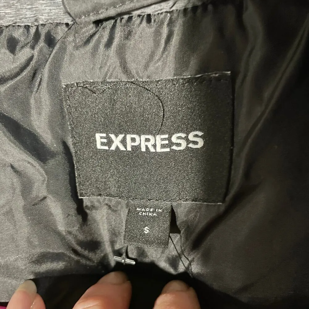 Express woman’s long puffer coat, small, winter coat, puffer coat Gray - Image 5