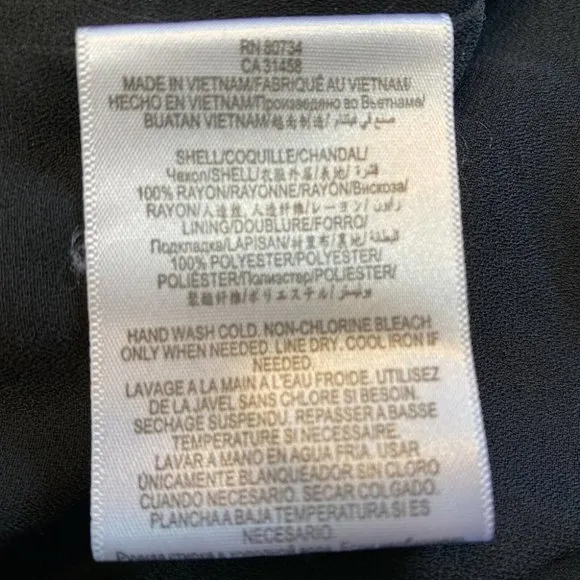 BCBGeneration Mini Dress S Black Gauze Crinkle Fray Trim Sleeveless Asymmetrical - Image 9