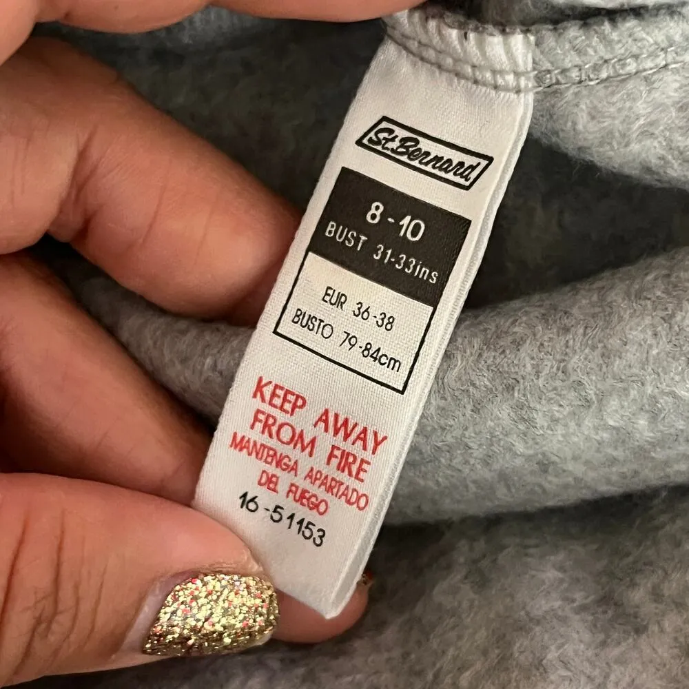 St. Bernard Women's Thermal Fleece Plaid Bear Appliqué Nightshirt Size 8/10 NWT Gray Size M - Image 4