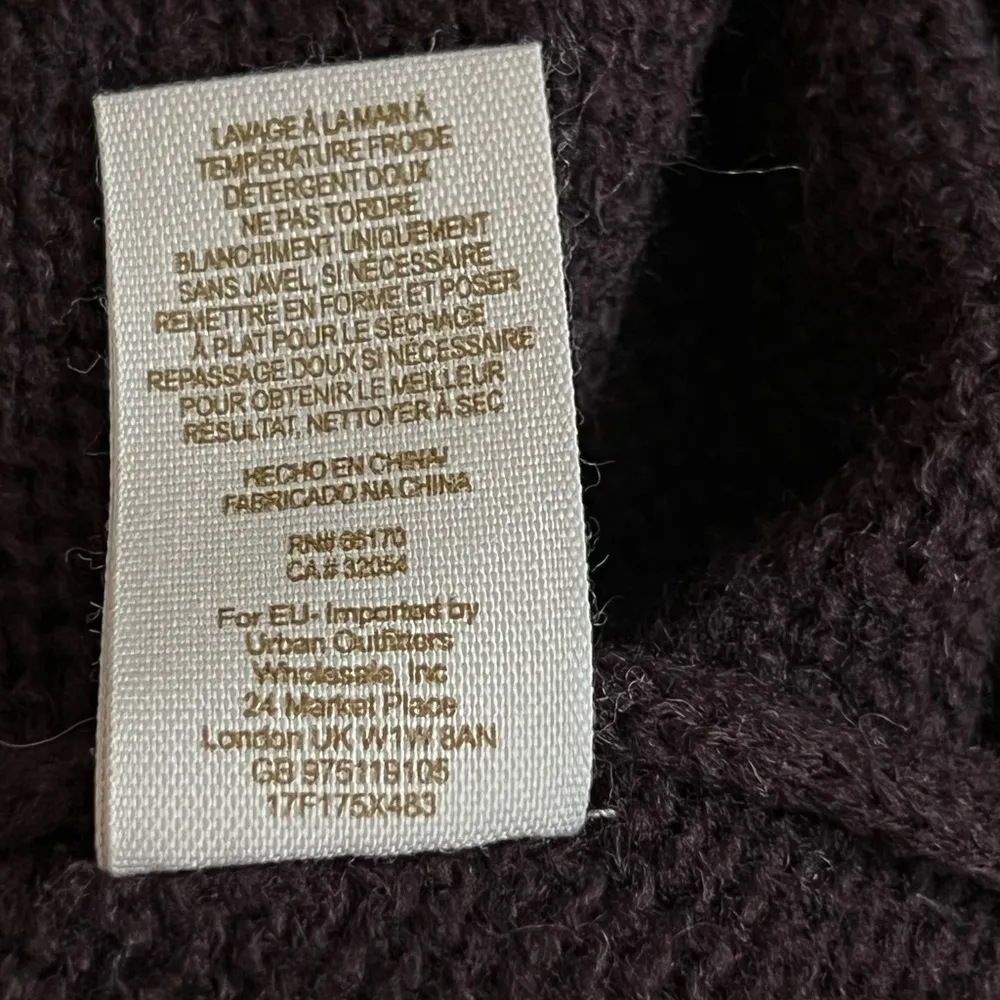 Free People Open Knit Cozy Duster Length Shawl | Plum Purple | XS/S - Image 11