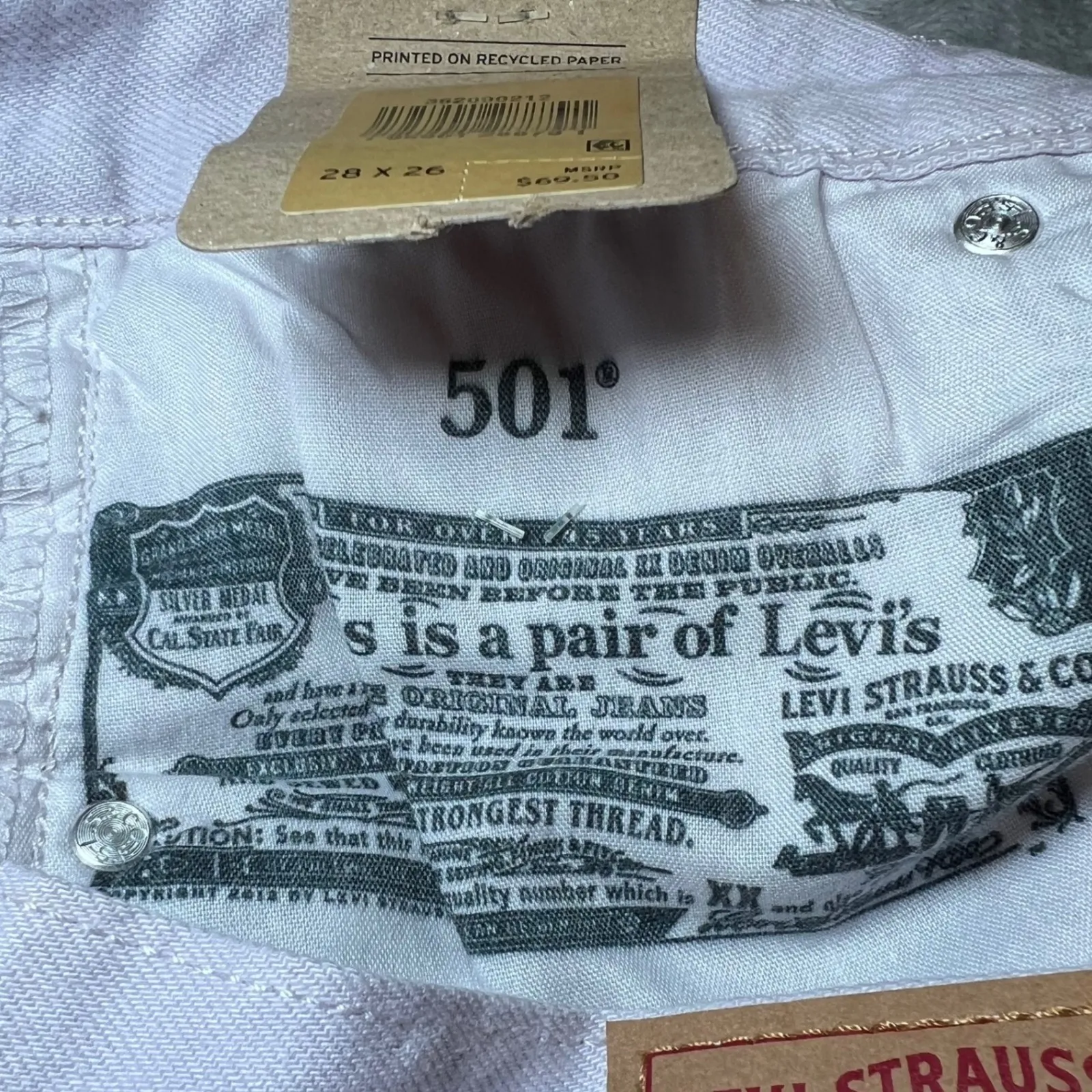 Levis 501 Jeans Womens 28x26 Light Pink Straight Leg Raw Hem Denim Casual New Size 28 - Image 7