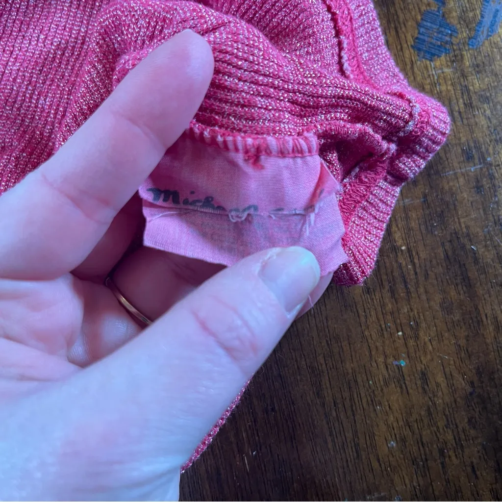 Michael Stars Women’s Scoop Neck Red Metallic Tank Top One Size Cotton Nylon Y2K - Image 3