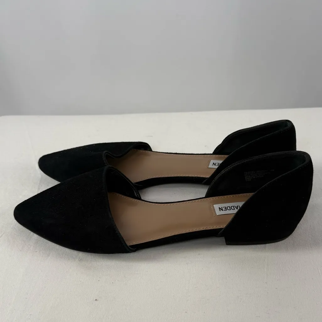 NEW Steve Madden Suede Pointed Toe Flats in Black Size 10 - Image 3