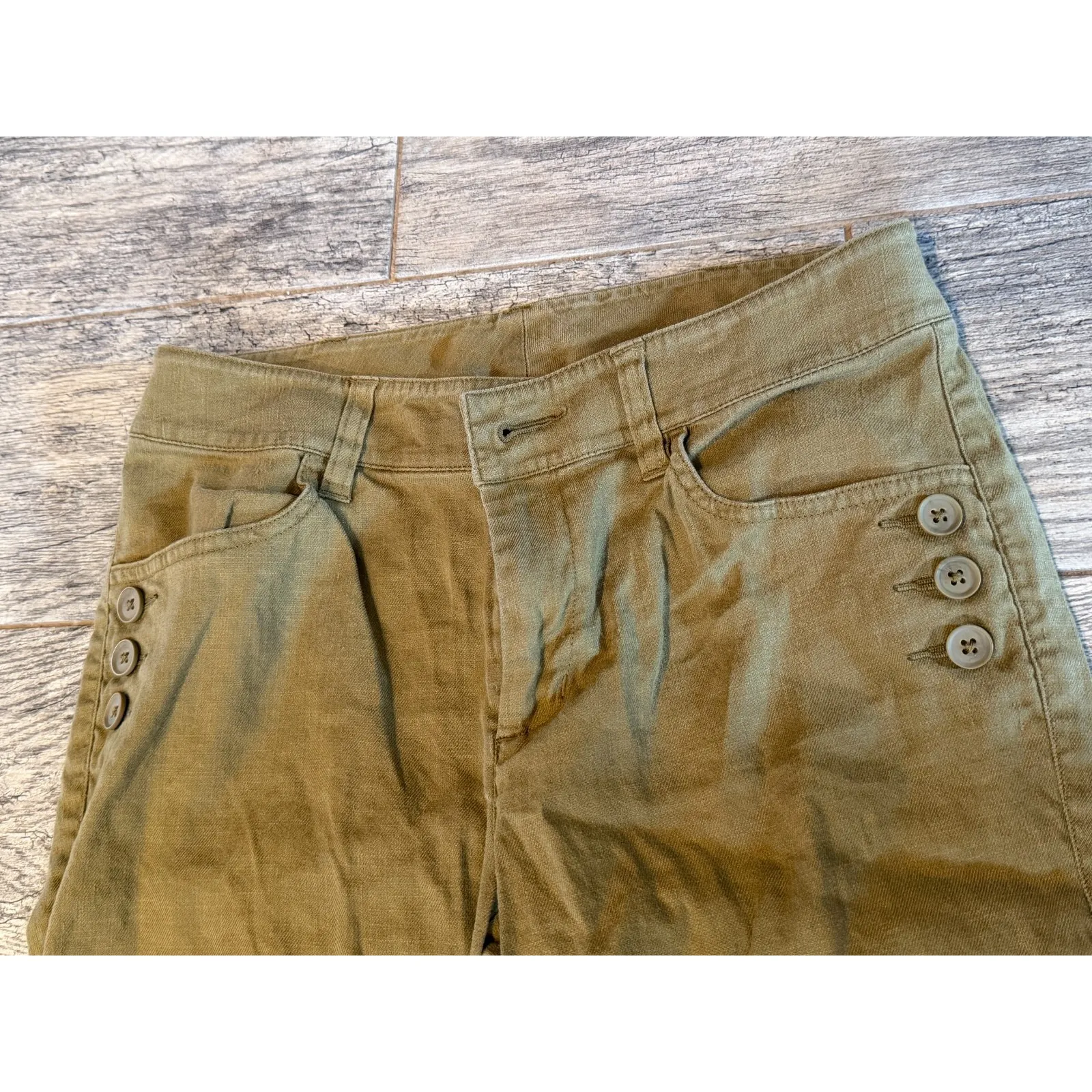 Cabi Charlie Linen Blend Wide Leg Trouser Pants size 2 #5314R Boho Green Flare - Image 8