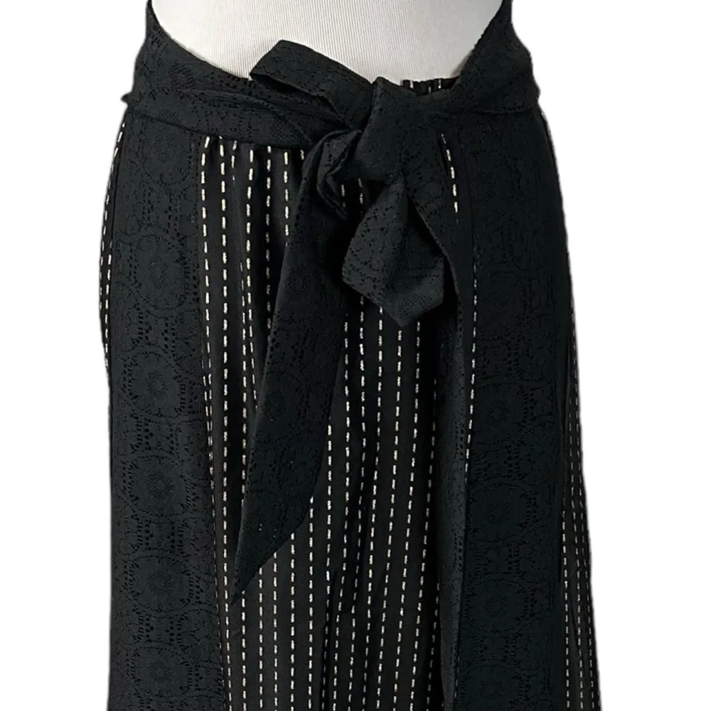 Vintage 70s Tumbleweeds Witchy Maxi Skirt Black Lace Velveteen Medium Edwardian - Image 3