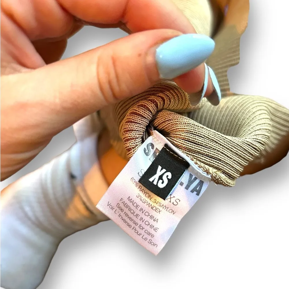 REVOLVE X SER.O.YA BOA RIBBED KNIT beige long sleeve mini DRESS Size XS Bodycon Tan - Image 11