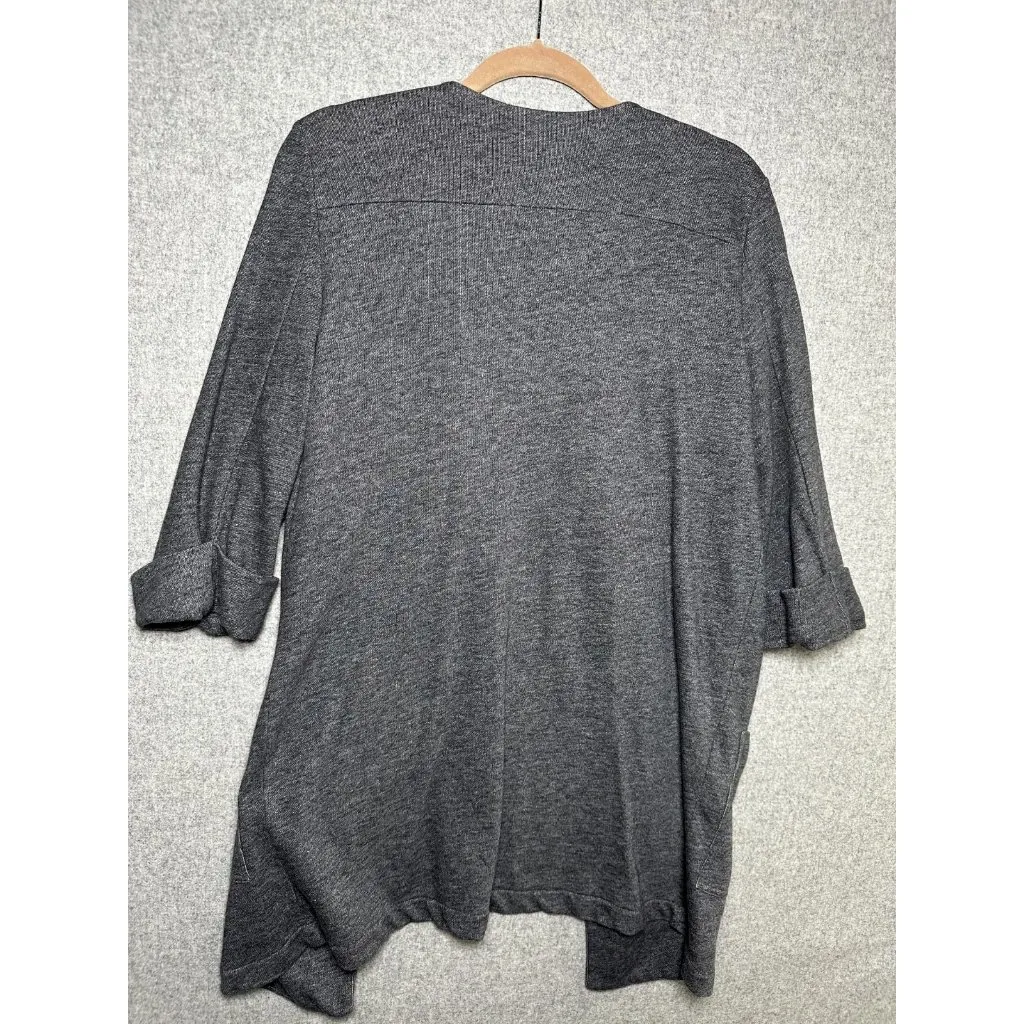 Garnett Hill Medium Womens Cardigan Gray Short Sleeve Pockets Open Casual Chore - Image 10