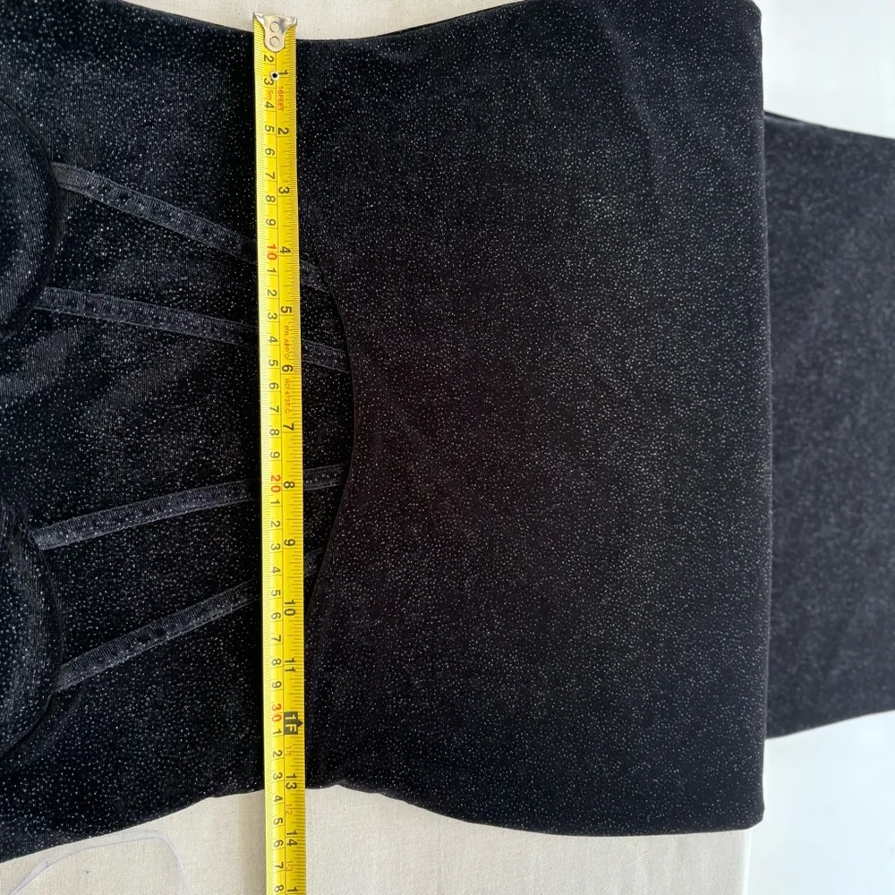 Y2K Corset Midi Velvet Dress Sz. M Babydoll Glitter Black Fitted Fairygoth Goth Size M - Image 13