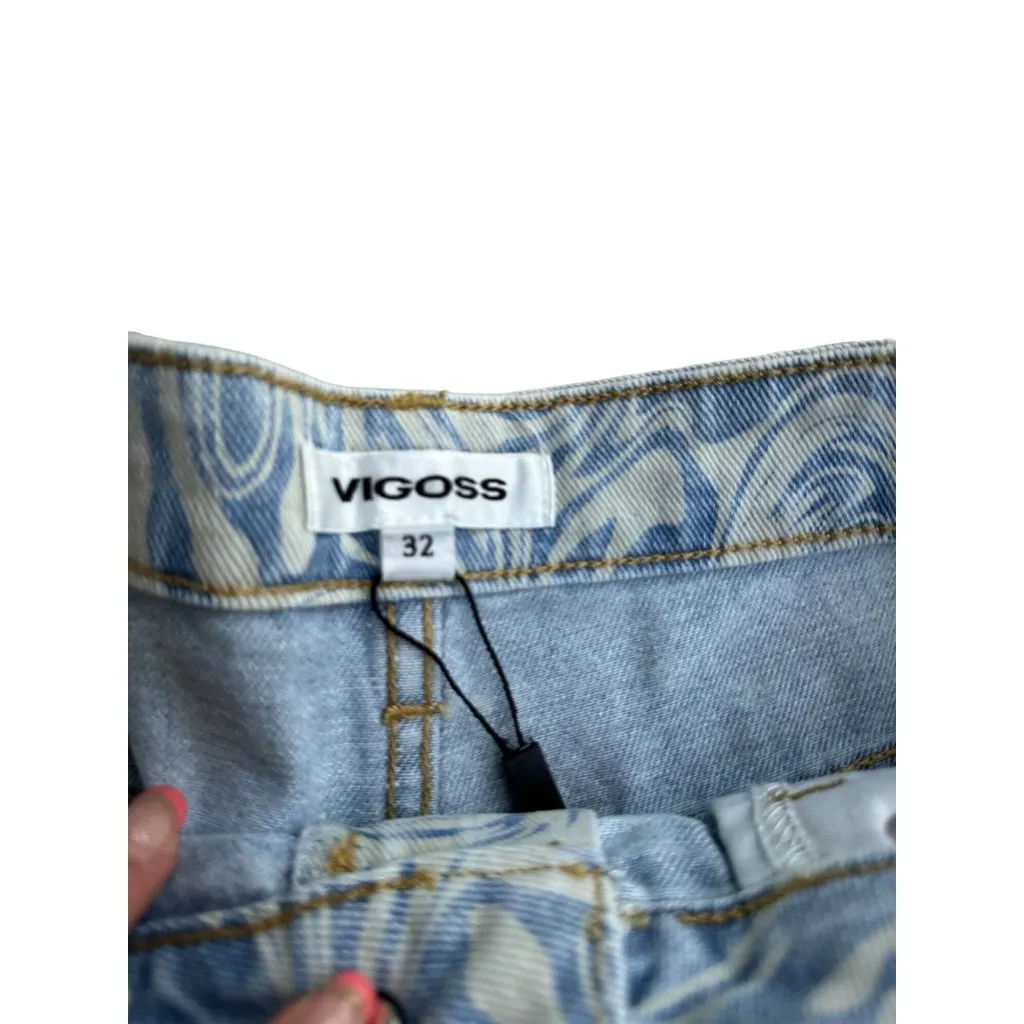 VIGOSS Women's Denim High Rise Swirl Jean Shorts Size 32 NEW - Image 9