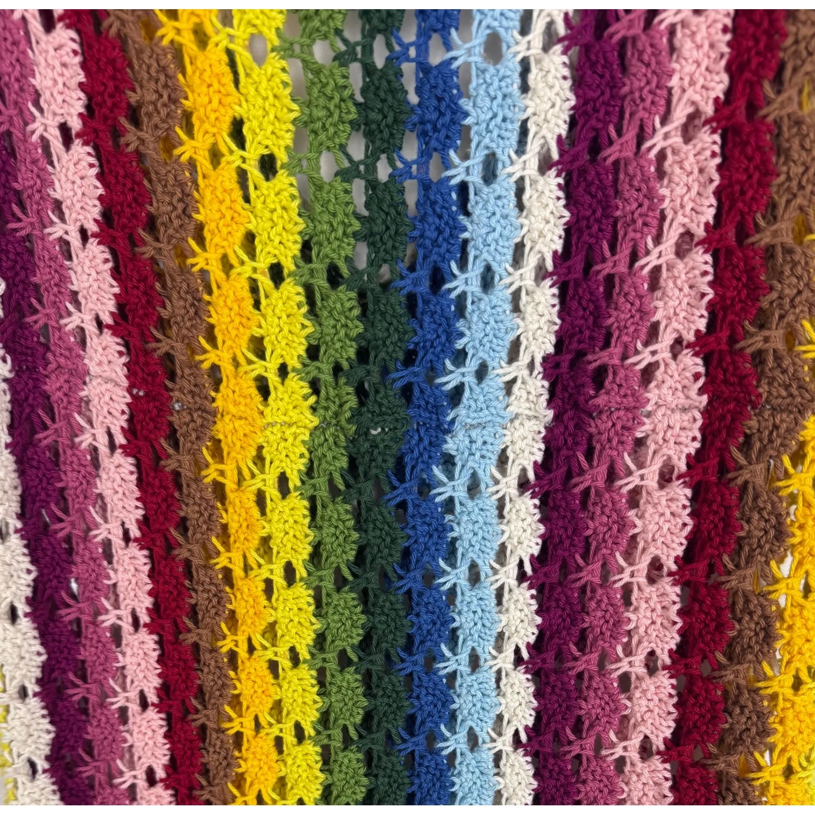 MOTHER Rainbow Crochet Maxi Dress Sleeveless V Neck Boho one size fits all‼️ Yellow - Image 5