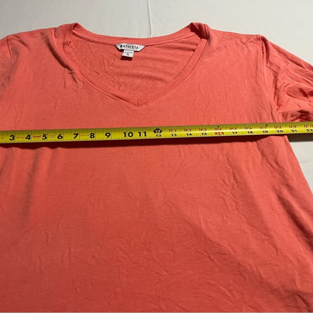Athleta Sunrise V-neck Sweatshirt  Stretch Top Beach Peach SUPER SOFT  Shirt XL - Image 7