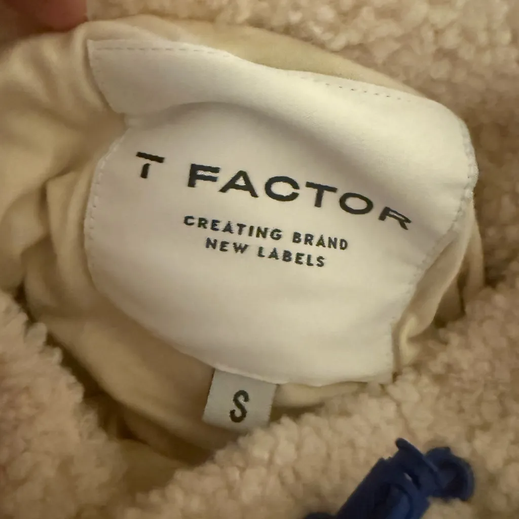T Factor Sherpa Fleece Hoodie W★ Beige Teddy Pullover Cozy Soft Hoodie Small - Image 8