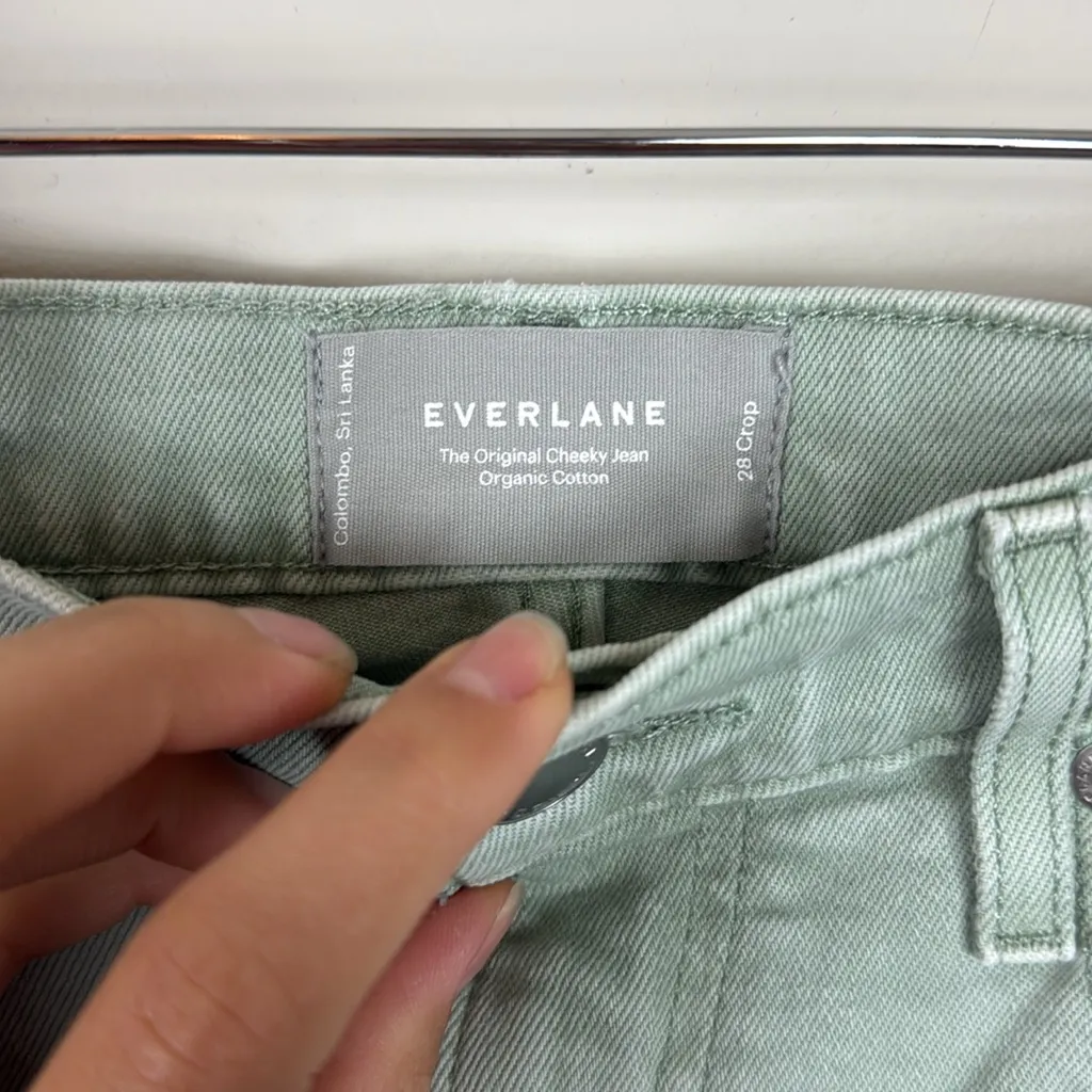 Everlane The Original Cheeky Crop Jeans Organic Cotton in Sage Green Size‎ 28 - Image 5