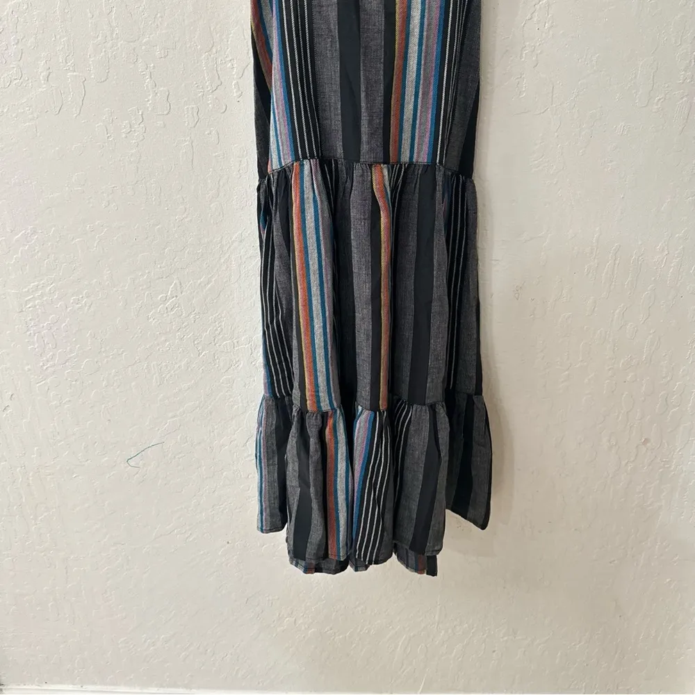 Outerknown Cielo Black Gray Blue Stripe Organic Cotton Babydoll Dress L - Image 7