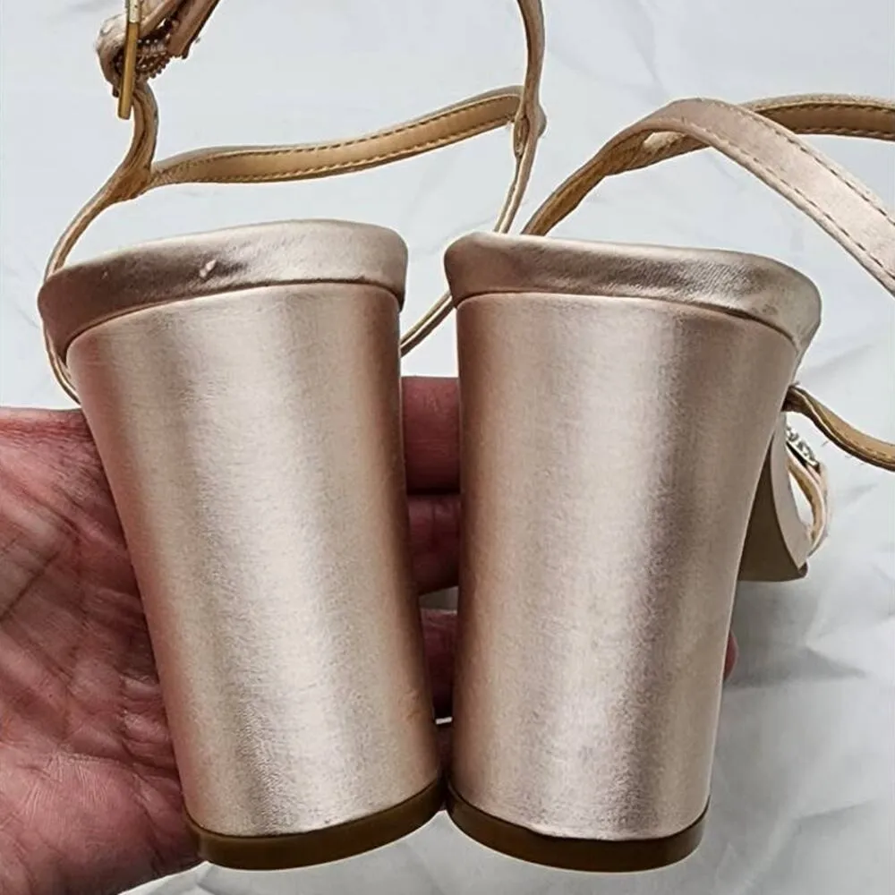 Jewel Badgley Mischka Charlee Satin Block Heel Pumps Size 8.5 - Image 6