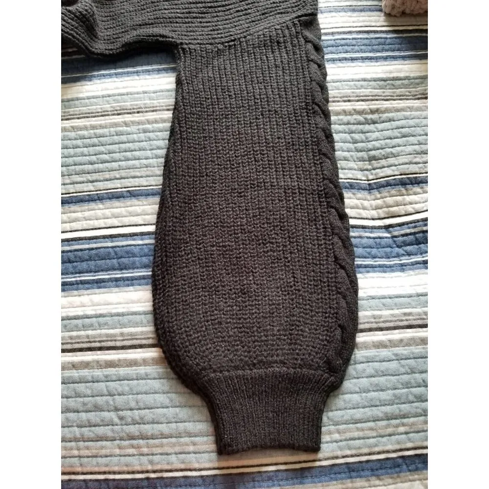 BP Black Chunky Knit Cropped Long Sleeve Oversized Sweater Mock Neck Womens Sz L - Image 6