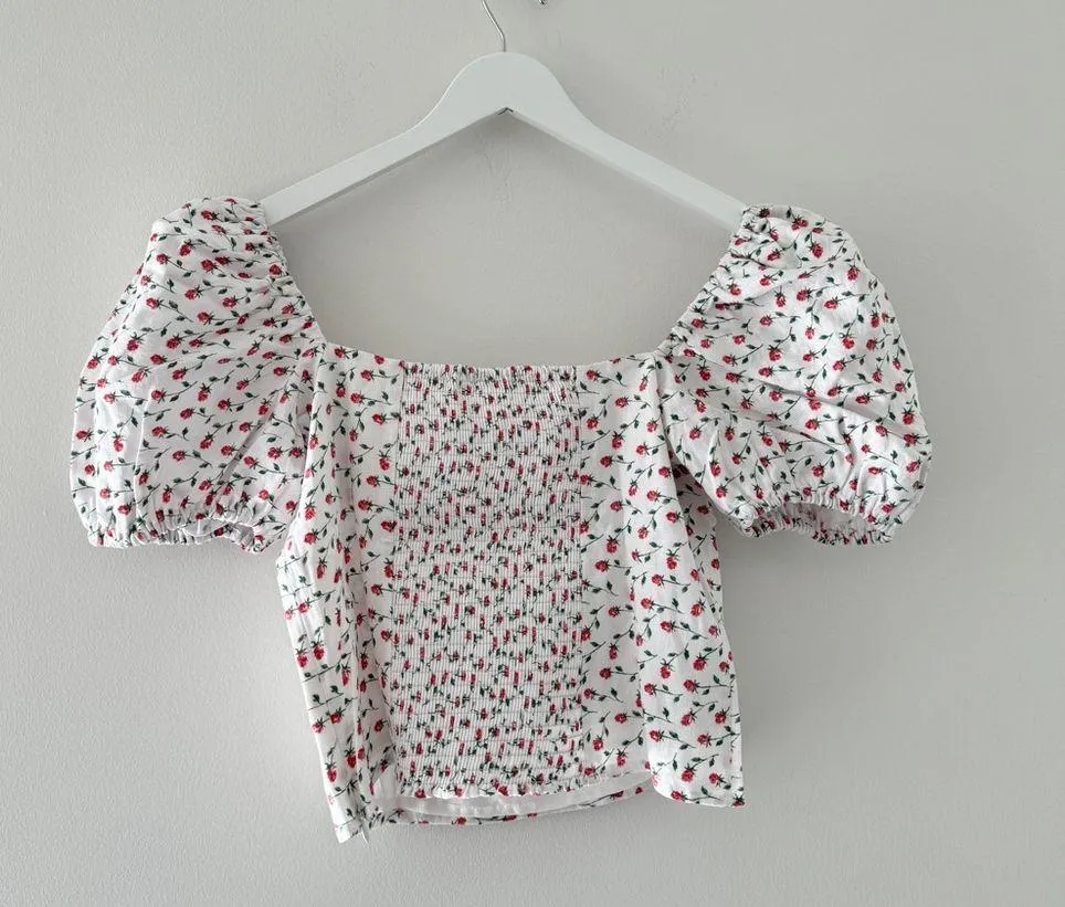 REFORMATION Marella Puff Sleeve Linen Top in Alyssa 12 - Image 5