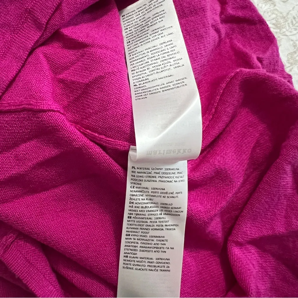 Marimekko Marmori Solid Fuchsia Wool Sweater Size L Pink Size L - Image 8