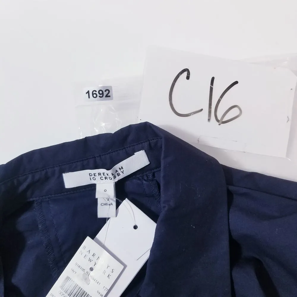 Derek Lam 10 Crosby Navy Collared Poplin Shirt Dress Pleated School Girl Blue Size 0 - Image 13