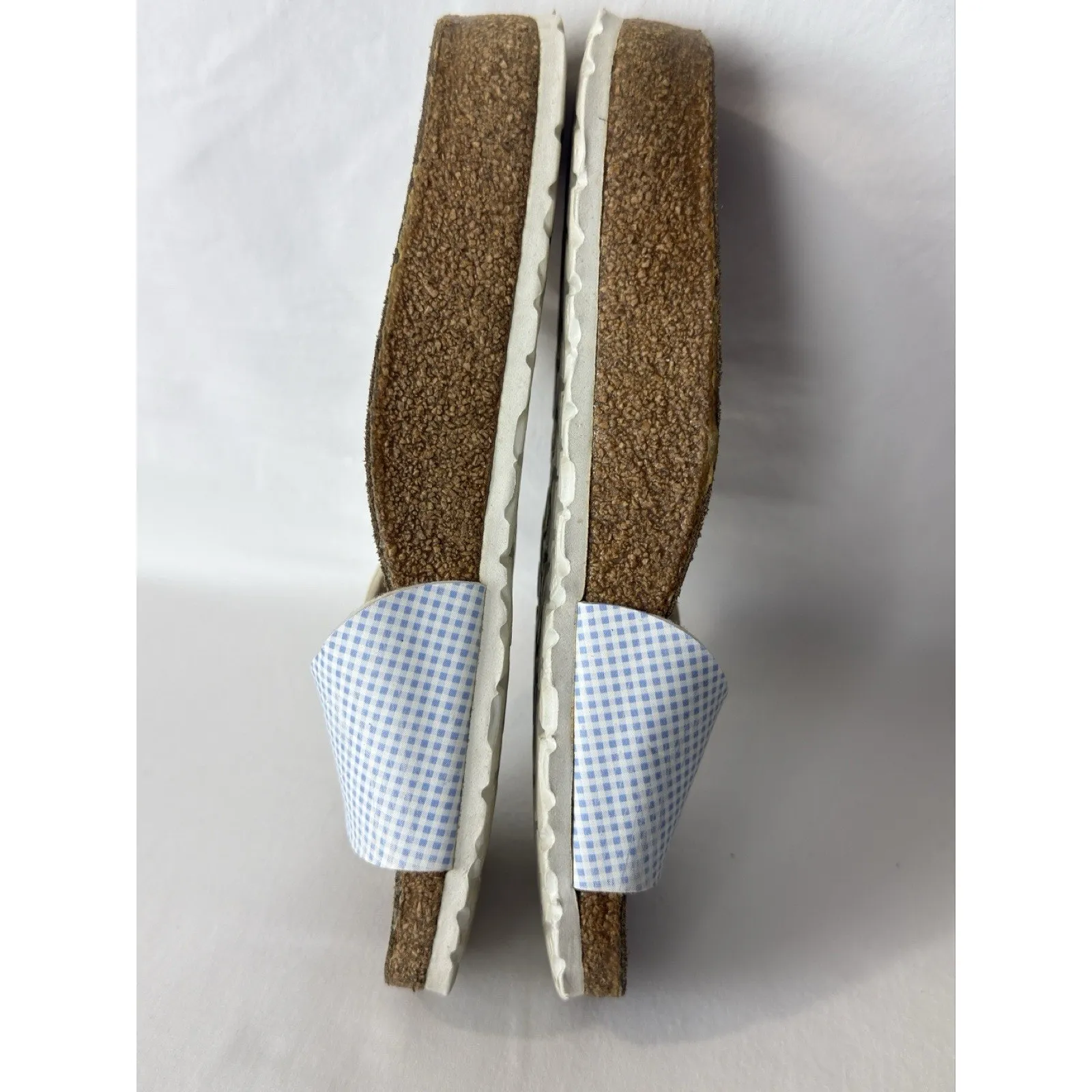 Birkenstock Birki’s Slides Women’s US 5 EU 36 White Sky Blue Checkered - Image 4