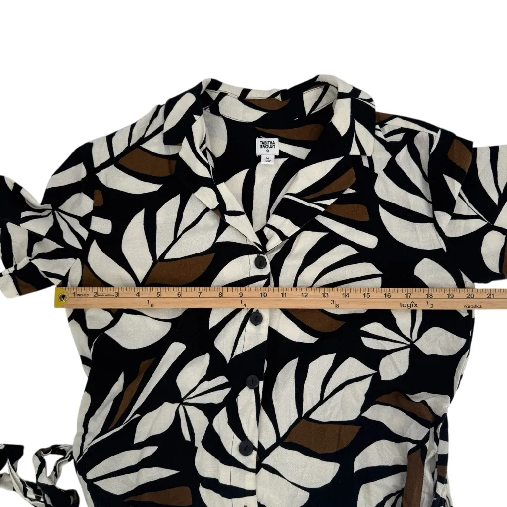 Tabitha Brown Target Black Brown White Tropical Leaf Print Jumpsuit Size Medium - Image 8