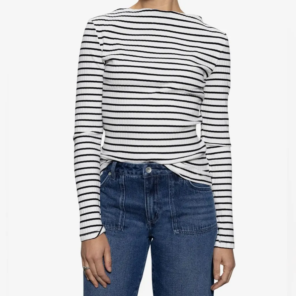 Sanctuary Long Sleeve Boatneck T-shirt Black XS NWT STITCH FIX - Image 3