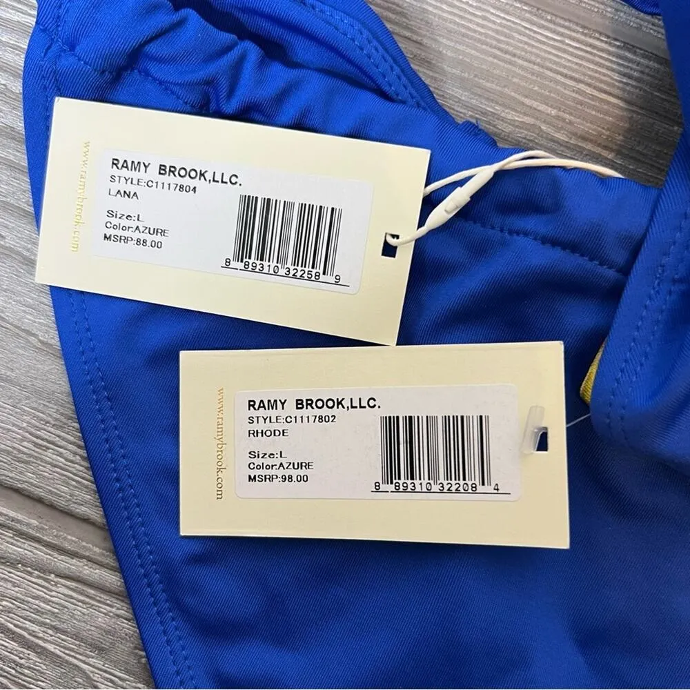 NWT Ramy Brook bikini set azure Lana bottom, Rhode top Sz L - Image 3