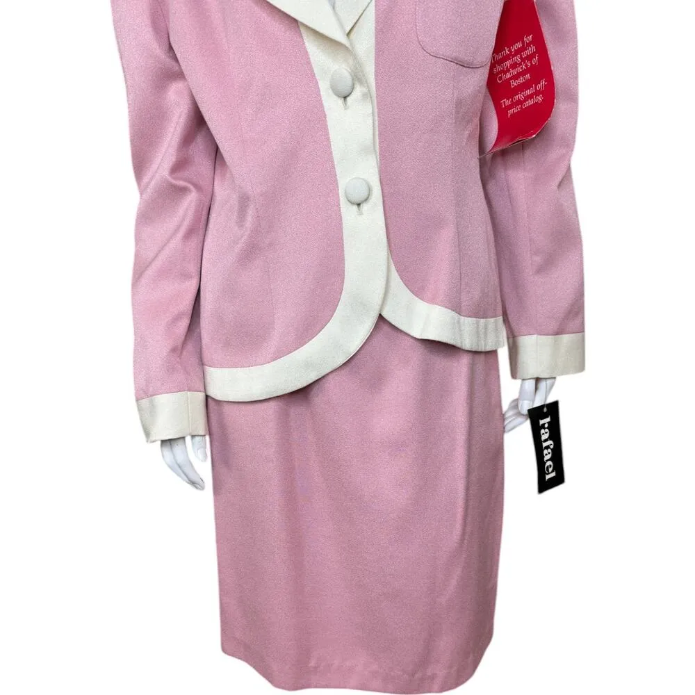 Vintage Rafael Womens Dusty Pink Ivory 2 Piece Blazer Pencil Skirt Set 14 NWT - Image 5