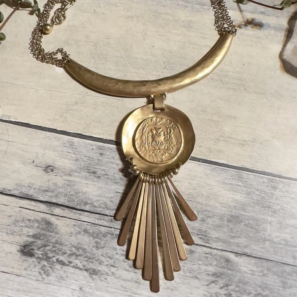 Chico's Brushed Gold Stella Bold Medallion Statement Necklace - Image 2