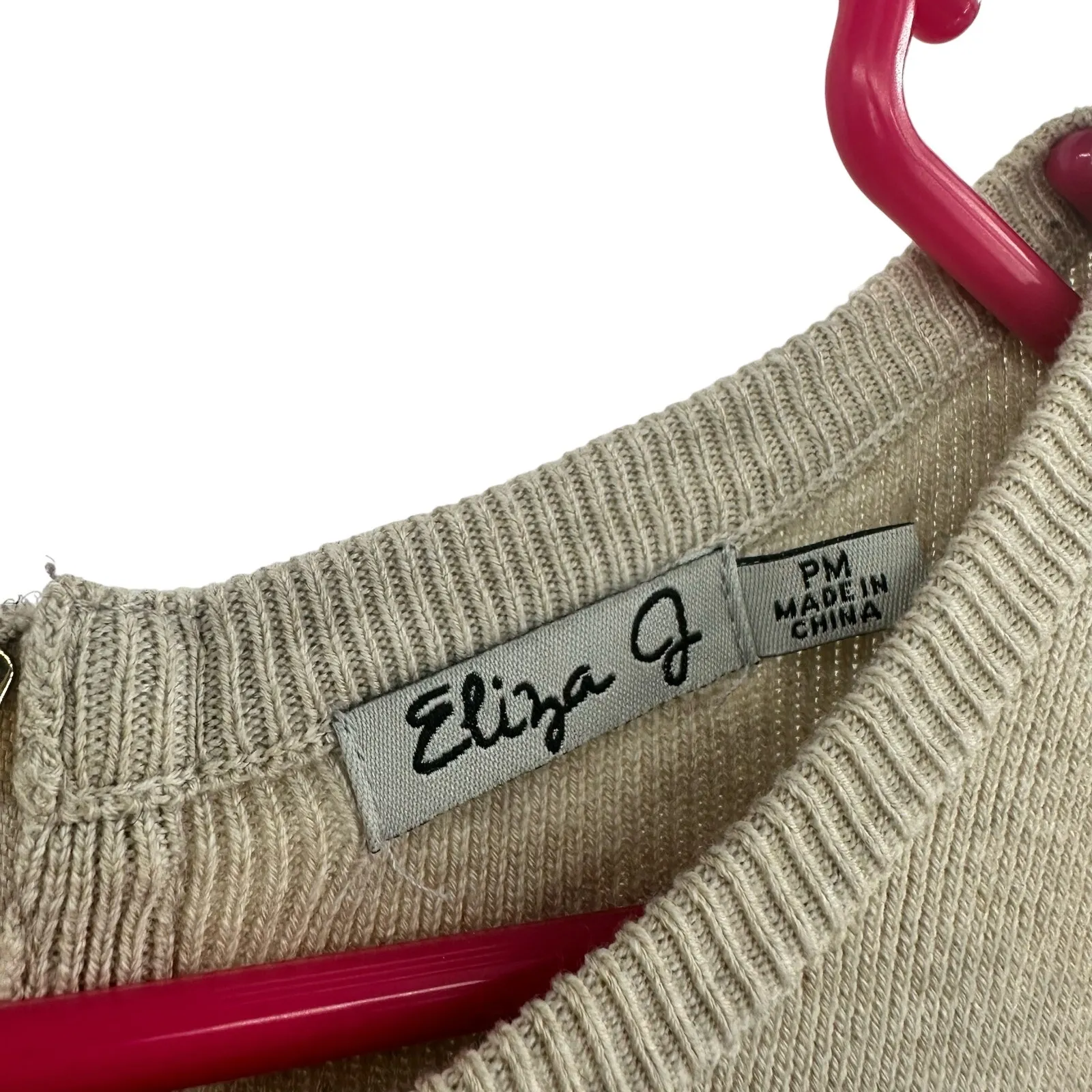 Eliza J Size‎ Medium Petite Dress Tan Brown Long Sleeve Sweater Winter Formal - Image 5