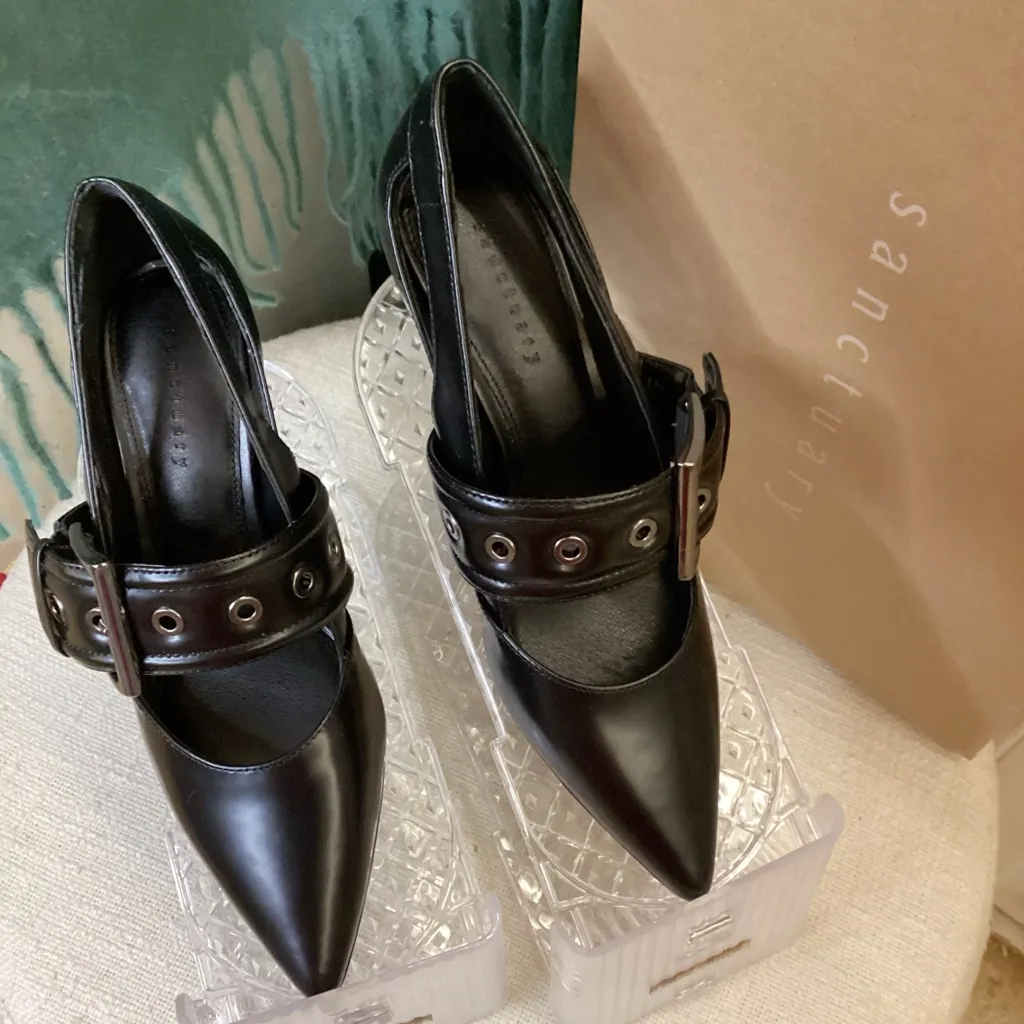 Sanctuary‎ Piper Black Heels with Statement Buckle - Image 2